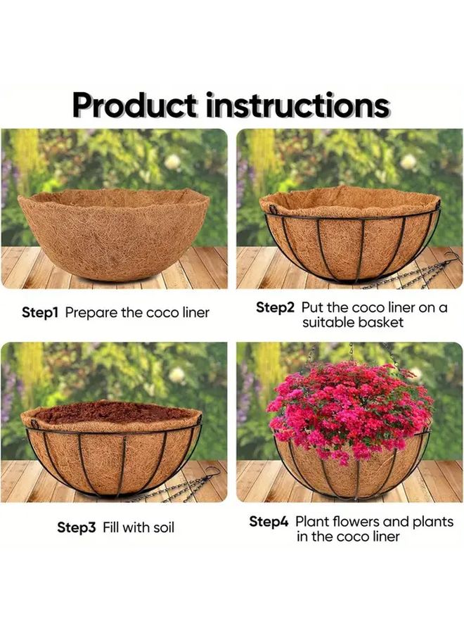 2pcs 10 Inch Coconut Brown Hanging Baskets with Coco Liner for Indoor Outdoor Garden - Image 4